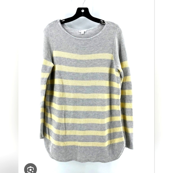 J. Jill Gray and Yellow Striped Sweater - Picture 1 of 6